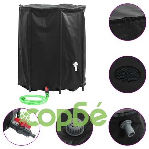 Резервоар за вода с кран, сгъваем, 1250 л, PVC ➤ топ цена ➤ sorbe.bg