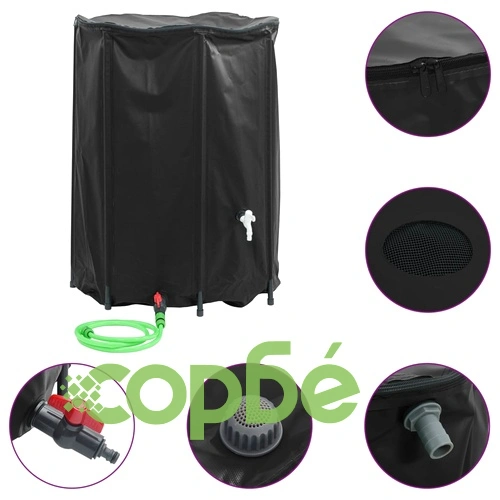 Резервоар за вода с кран, сгъваем, 1350 л, PVC ➤ топ цена ➤ sorbe.bg