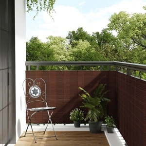 Балконски параван, кафяв и черен, 500x80 см, полиратан
