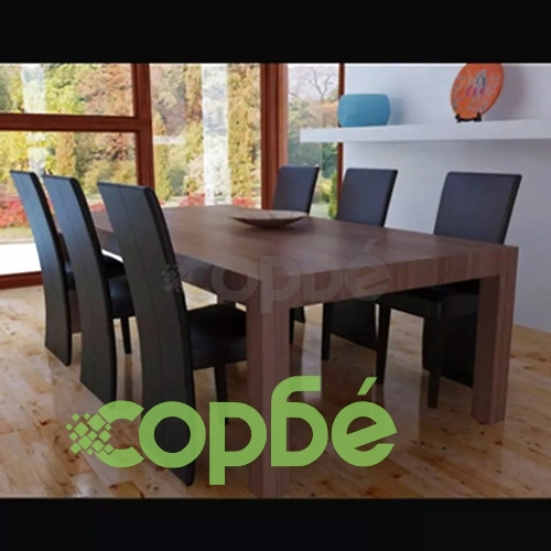 Трапезни столове, 6 бр, тъмнокафяви, изкуствена кожа ➤ топ цена ➤ sorbe.bg