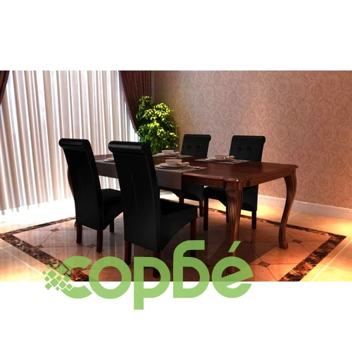 Tрапезни столове, 4 бр, черни, изкуствена кожа ➤ топ цена ➤ sorbe.bg