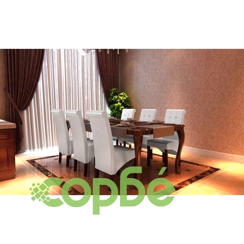 Трапезни столове, 6 бр, бели, изкуствена кожа ➤ топ цена ➤ sorbe.bg