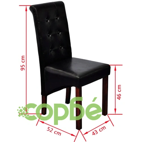 Трапезни столове, 6 бр, черни, изкуствена кожа ➤ топ цена ➤ sorbe.bg