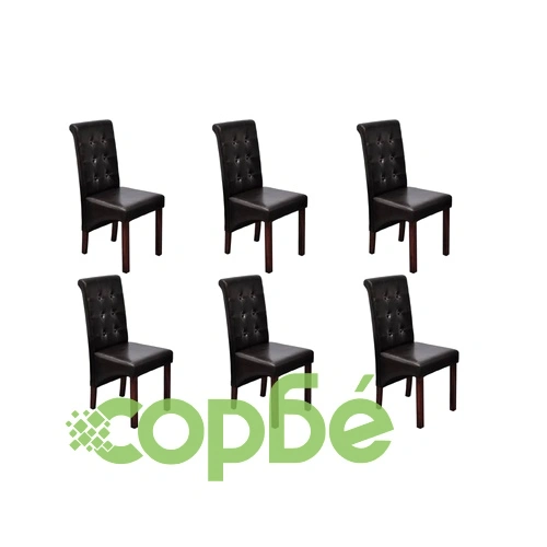 Трапезни столове, 6 бр, кафяви, изкуствена кожа ➤ топ цена ➤ sorbe.bg