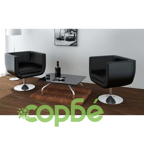 Бар столове, 2 броя, изкуствена кожа, черни  ➤ топ цена ➤ sorbe.bg