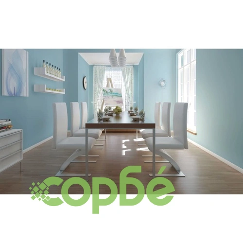 Трапезни столове, 6 бр, бели, изкуствена кожа ➤ топ цена ➤ sorbe.bg