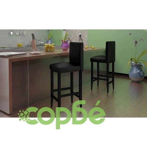 Бар табуретки, 4 бр, черни, изкуствена кожа ➤ топ цена ➤ sorbe.bg
