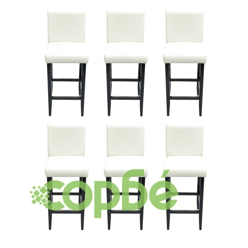 Бар табуретки, 6 бр, бели, изкуствена кожа ➤ топ цена ➤ sorbe.bg