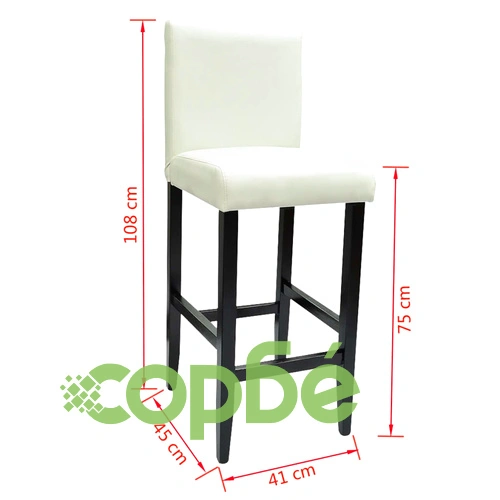 Бар табуретки, 6 бр, бели, изкуствена кожа ➤ топ цена ➤ sorbe.bg