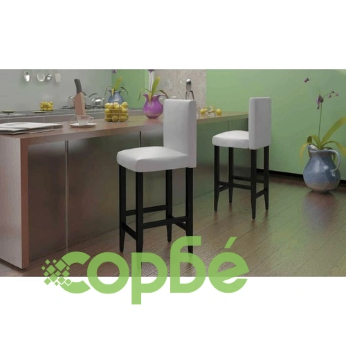 Бар табуретки, 6 бр, бели, изкуствена кожа ➤ топ цена ➤ sorbe.bg