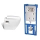 Окачена тоалетна чиния с уникален дизайн и казанче, бяла