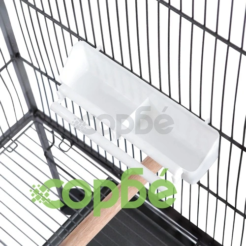 Клетка за птици, черна, 54x54x146 см, стомана ➤ топ цена ➤ sorbe.bg