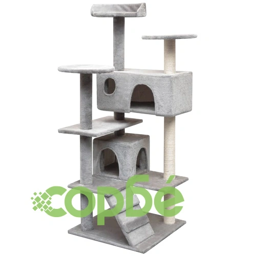 Котешко дърво със сизалени стълбове, 125 см, сиво ➤ топ цена ➤ sorbe.bg
