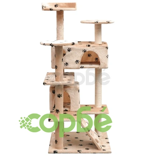 Котешко дърво със сизалени стълбове, 125 см, бежово, на лапички ➤ топ цена ➤ sorbe.bg