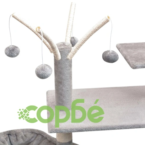 Котешко дърво със сизалени стълбове, 125 см, сиво ➤ топ цена ➤ sorbe.bg