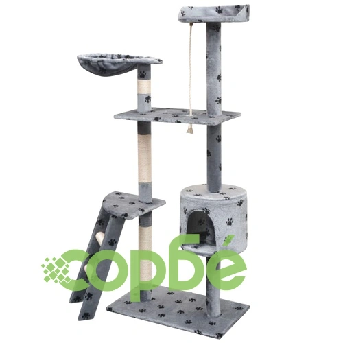 Котешко дърво със сизалени стълбове, 150 см, сиво, на лапички ➤ топ цена ➤ sorbe.bg