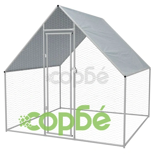 Птичарник на открито, поцинкована стомана, 2x2x1,92 м ➤ топ цена ➤ sorbe.bg