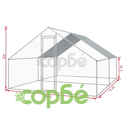 Птичарник на открито, поцинкована стомана, 3x4x2 м ➤ топ цена ➤ sorbe.bg