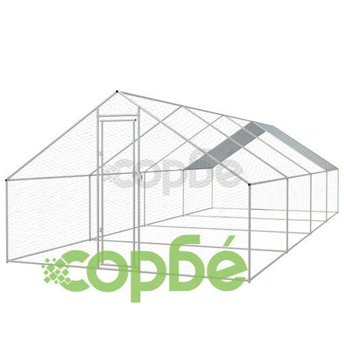 Птичарник на открито, поцинкована стомана, 3x8x2 м ➤ топ цена ➤ sorbe.bg