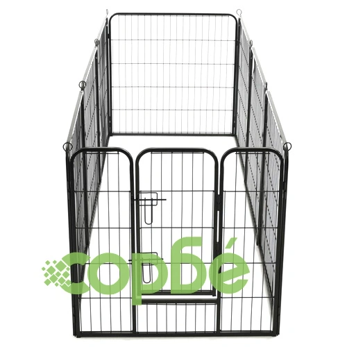 Заграждение за куче, 8 панела, стомана, 80x80 см, черно ➤ топ цена ➤ sorbe.bg