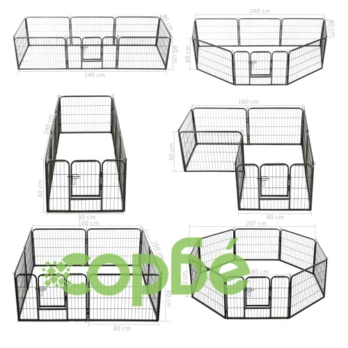 Заграждение за куче, 8 панела, стомана, 60x80 см, черно ➤ топ цена ➤ sorbe.bg