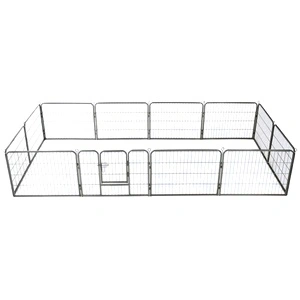 Заграждение за куче, 12 панела, стомана, 80x60 см, черно