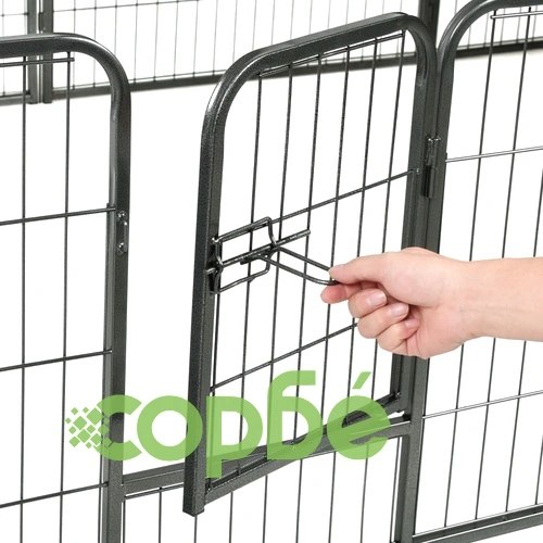 Заграждение за куче, 12 панела, стомана, 80x60 см, черно ➤ топ цена ➤ sorbe.bg