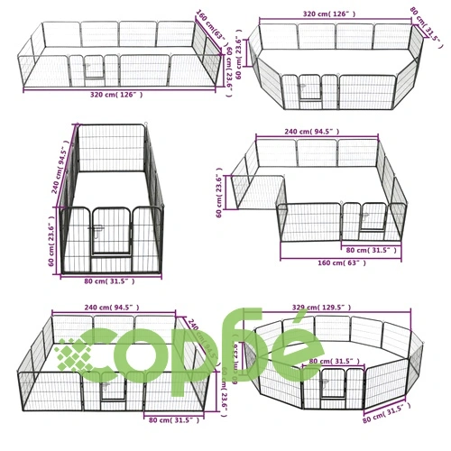 Заграждение за куче, 12 панела, стомана, 80x60 см, черно ➤ топ цена ➤ sorbe.bg