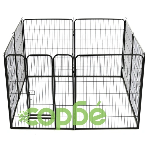 Заграждение за куче, 8 панела, стомана, 80x100 см, черно ➤ топ цена ➤ sorbe.bg