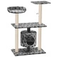 Котешко дърво със сизалени стълбове, 95 см, сиво, на лапички
