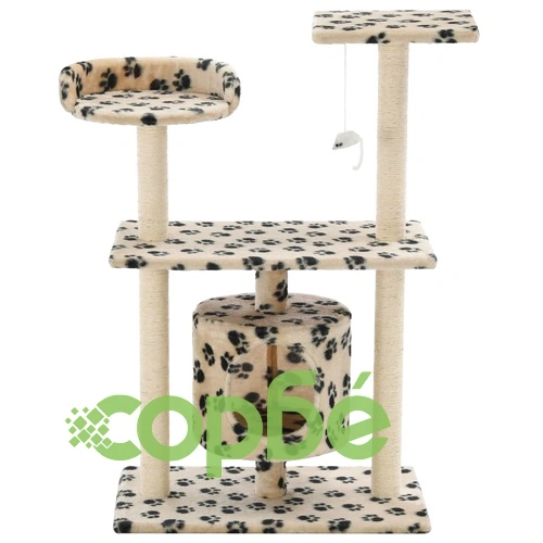 Котешко дърво със сизалени стълбове, 95 см, бежово, на лапички ➤ топ цена ➤ sorbe.bg