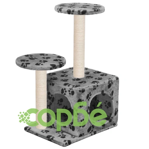 Котешко дърво със сизалени стълбове, 60 см, сиво, на лапички ➤ топ цена ➤ sorbe.bg