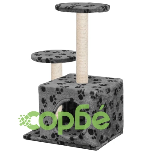 Котешко дърво със сизалени стълбове, 60 см, сиво, на лапички ➤ топ цена ➤ sorbe.bg