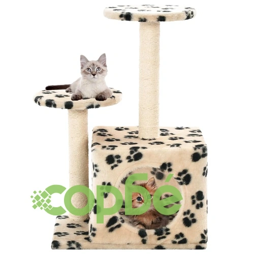 Котешко дърво със сизалени стълбове, 60 см, бежово, на лапички  ➤ топ цена ➤ sorbe.bg