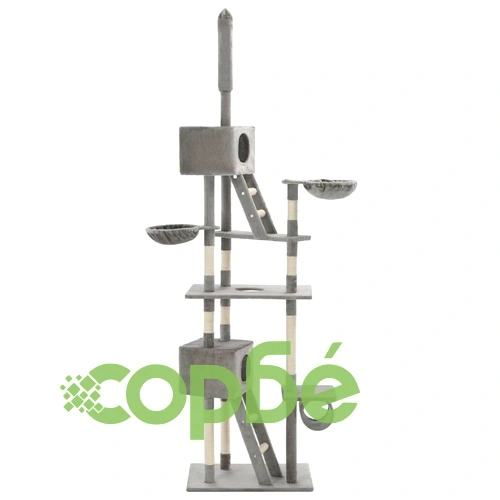 Котешко дърво със сизалени стълбове, 230-260 см, сиво ➤ топ цена ➤ sorbe.bg