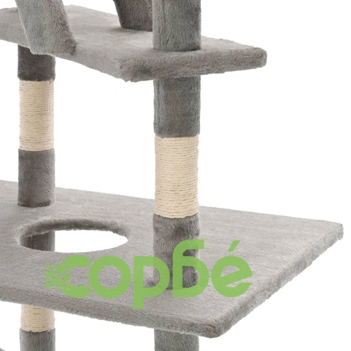 Котешко дърво със сизалени стълбове, 230-260 см, сиво ➤ топ цена ➤ sorbe.bg