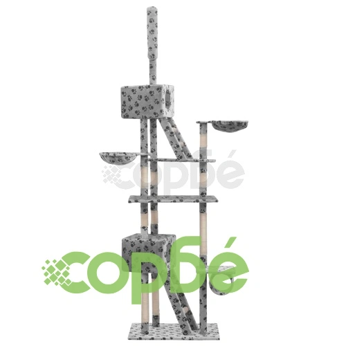 Котешко дърво със сизалени стълбове 230-260 см сиво на лапички ➤ топ цена ➤ sorbe.bg