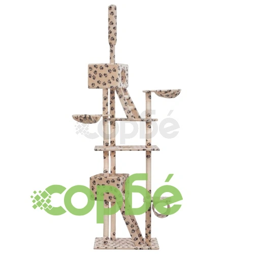 Котешко дърво със сизалени стълбове 230-260 см бежово с лапички ➤ топ цена ➤ sorbe.bg