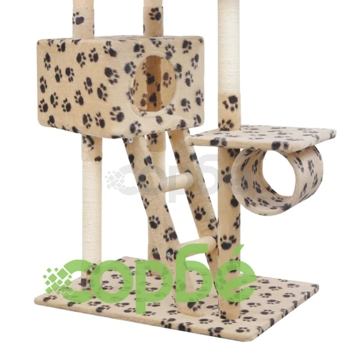 Котешко дърво със сизалени стълбове 230-260 см бежово с лапички ➤ топ цена ➤ sorbe.bg