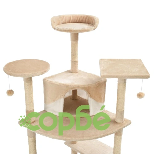 Котешко дърво със сизалени стълбове, 203 см, бежово и бяло ➤ топ цена ➤ sorbe.bg