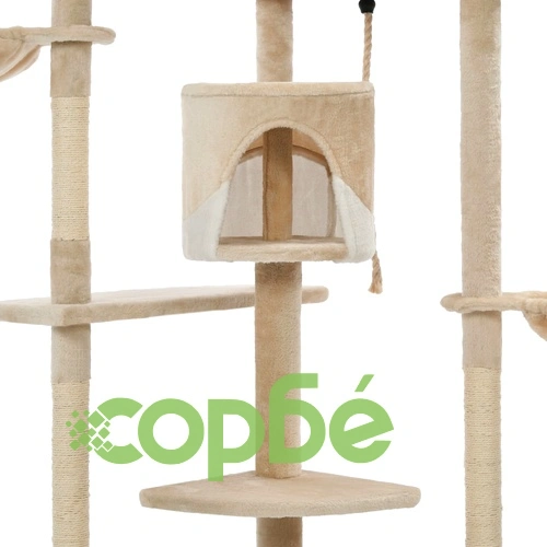 Котешко дърво със сизалени стълбове, 203 см, бежово и бяло ➤ топ цена ➤ sorbe.bg