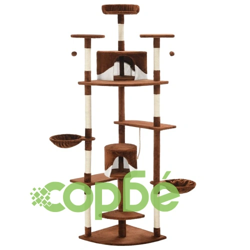 Котешко дърво със сизалени стълбове, 203 см, кафяво и бяло ➤ топ цена ➤ sorbe.bg