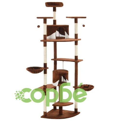 Котешко дърво със сизалени стълбове, 203 см, кафяво и бяло ➤ топ цена ➤ sorbe.bg