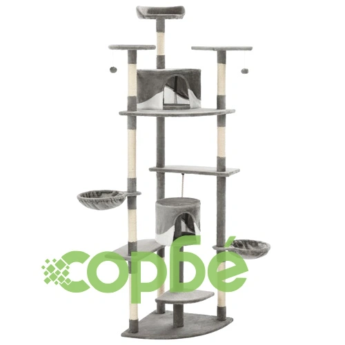 Котешко дърво със сизалени стълбове, 203 см, сиво и бяло ➤ топ цена ➤ sorbe.bg