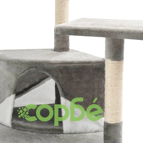 Котешко дърво със сизалени стълбове, 203 см, сиво и бяло ➤ топ цена ➤ sorbe.bg