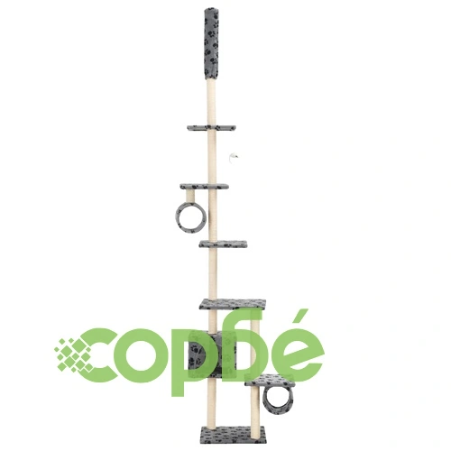 Котешко дърво със сизалени стълбове, 260 см, сиво, на лапички  ➤ топ цена ➤ sorbe.bg