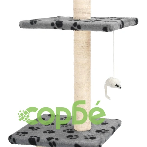 Котешко дърво със сизалени стълбове, 260 см, сиво, на лапички  ➤ топ цена ➤ sorbe.bg