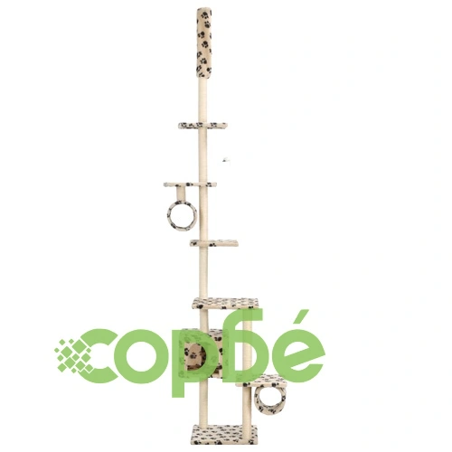 Котешко дърво със сизалени стълбове, 260 см, бежово, на лапички ➤ топ цена ➤ sorbe.bg