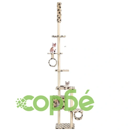 Котешко дърво със сизалени стълбове, 260 см, бежово, на лапички ➤ топ цена ➤ sorbe.bg