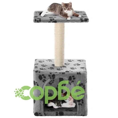 Котешко дърво със сизален стълб, 55 см, сиво, на лапички ➤ топ цена ➤ sorbe.bg